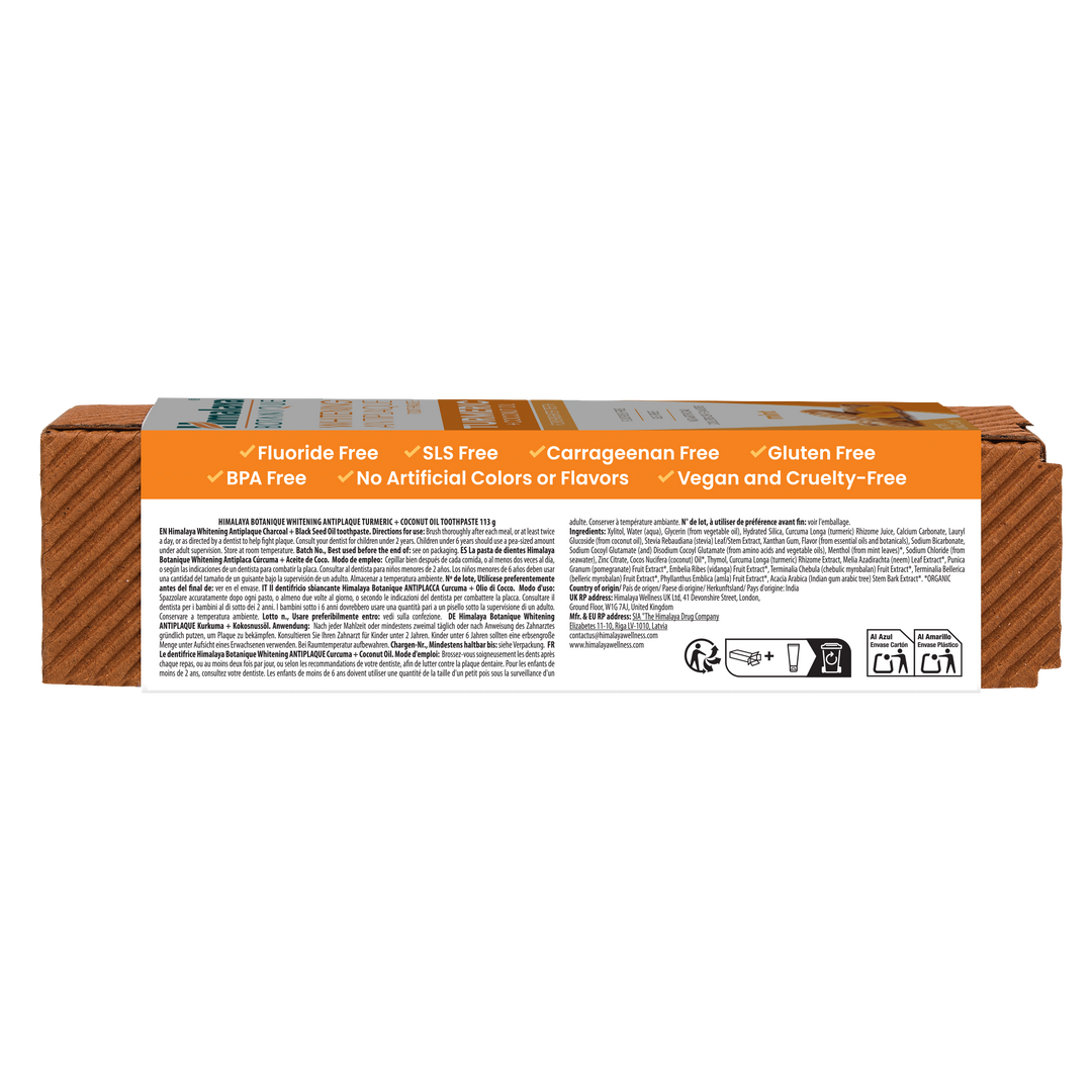 Himalaya Botanique Whitening Antiplaque Toothpaste Turmeric + Coconut Oil 113G