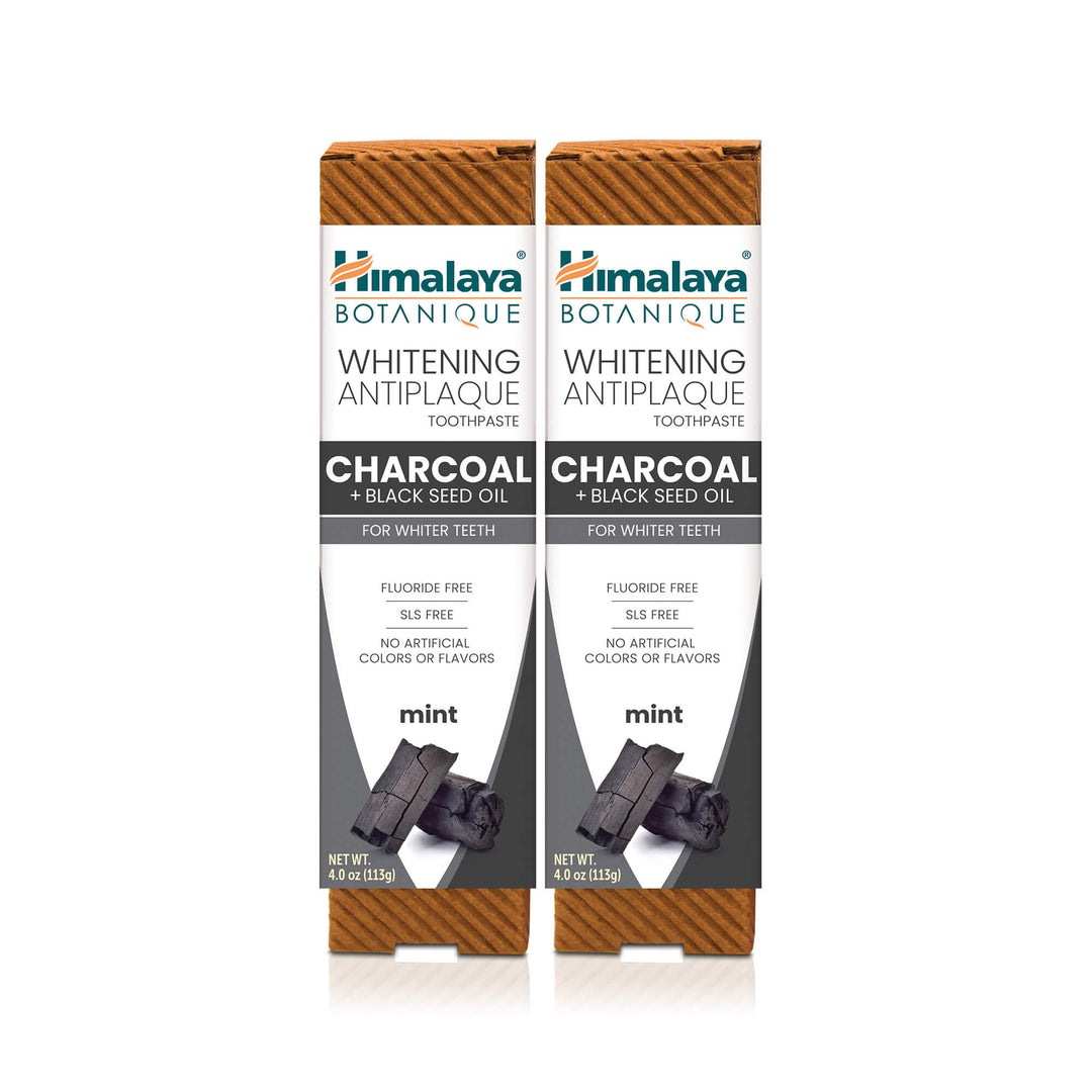 Himalaya Botanique Whitening Antiplaque Toothpaste Charcoal + Black Seed Oil 113G (Pack of 2)