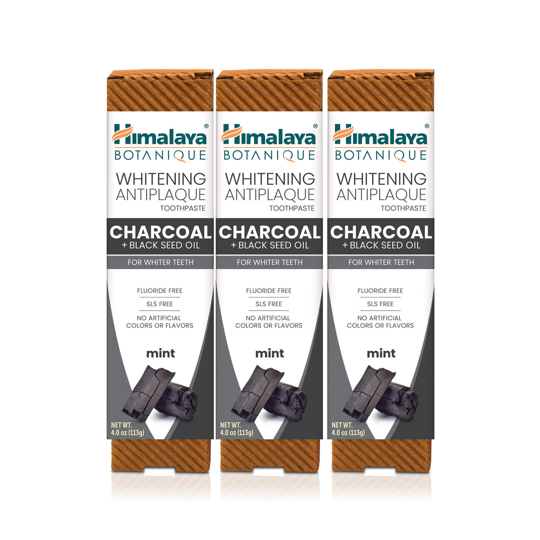 Himalaya Botanique Whitening Antiplaque Toothpaste Charcoal + Black Seed Oil 113G (Pack of 3)