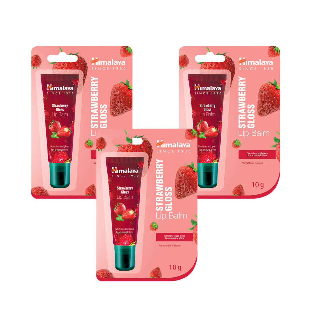 Himalaya Strawberry Gloss Lip Balm - 10g (Pack of 3)