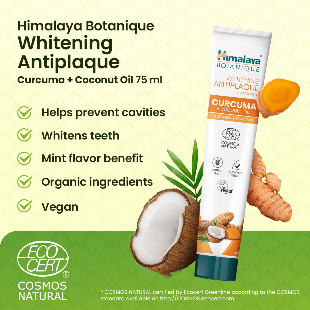 Himalaya Botanique Whitening Antiplaque Toothpaste Curcuma + Coconut Oil 75 ml