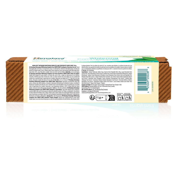 Himalaya BOTANIQUE Whitening Complete Care Toothpaste - Simply Mint - 150g