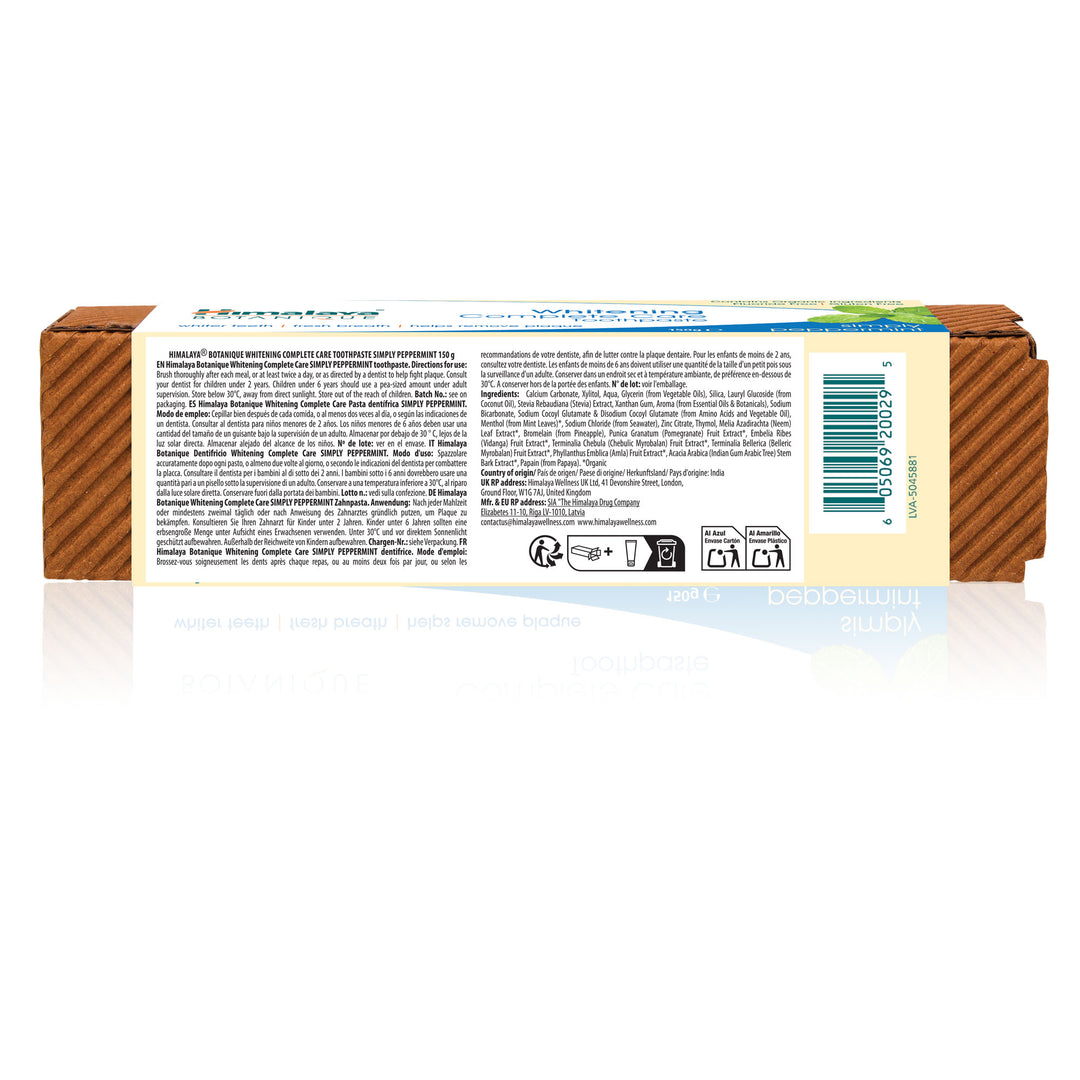 Himalaya BOTANIQUE Whitening Complete Care Toothpaste - Simply Peppermint - 150g