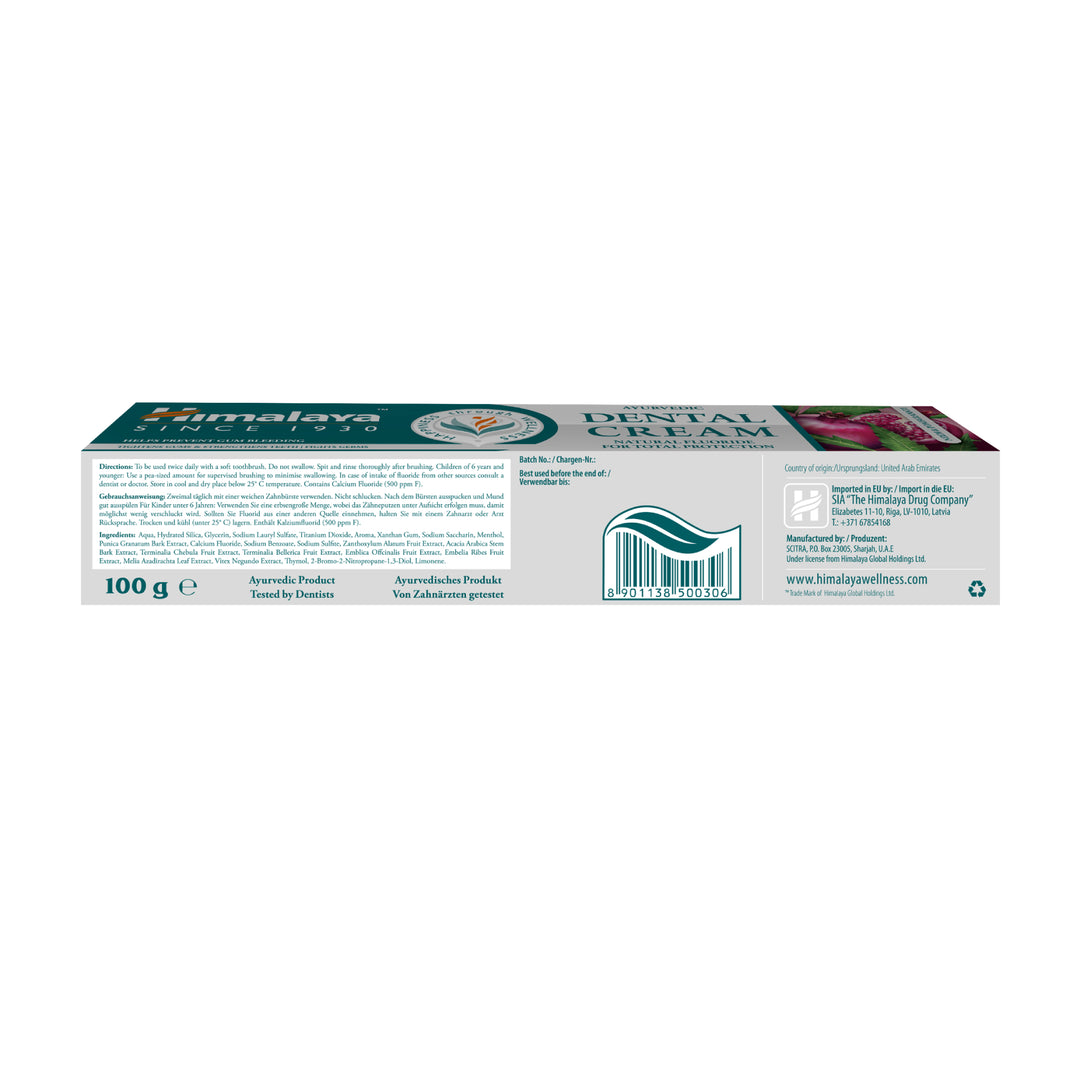 Himalaya Ayurvedic Dental Cream Toothpaste - Neem & Pomegranate - 100g Back