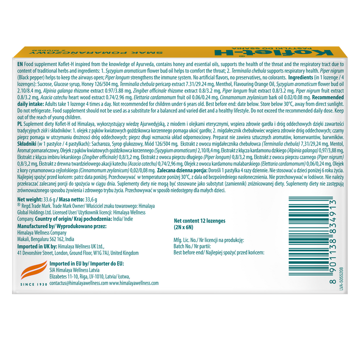 Himalaya Koflet-H Orange - Lozenges 2x6s