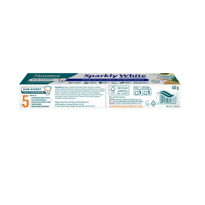 Himalaya Gum Expert Herbal Toothpaste - Sparkly White - Travel pack 40g