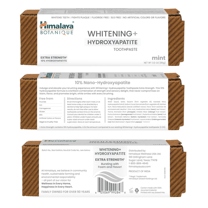 Himalaya Botanique Whitening+ Hydroxyapatite Toothpaste - Extra Strength Mint 80g